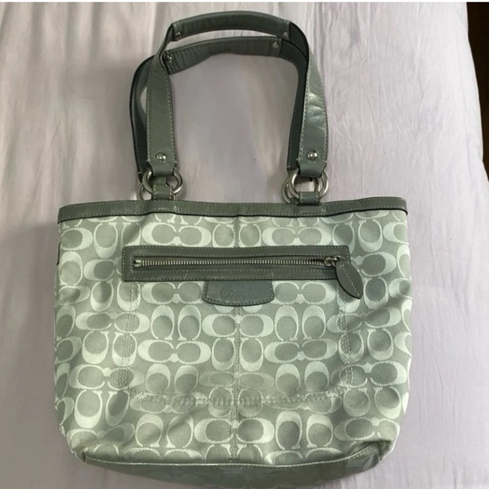 Vintage Coach Penelope Light Gray Signature Jacquard Tote Bag - Picture 2 of 5